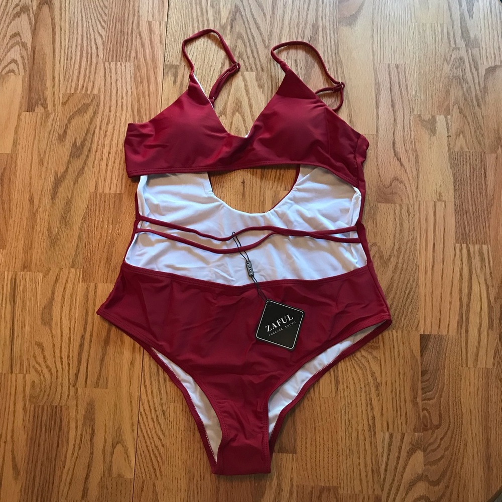 NWT Zaful Red Wine Swimsuit (XL)
